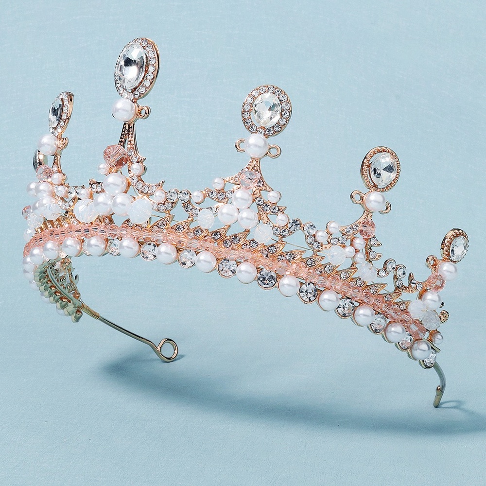 Pearl & Crystal Rose Gold Tiara